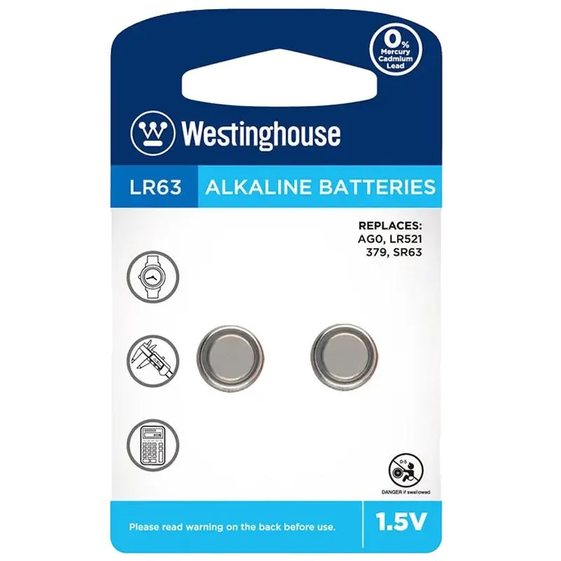 Батарейка лужна Westinghouse Alkaline LR63, 2 шт, LR63-BP2(AG0-BP2) купити недорого в Україні, фото 1