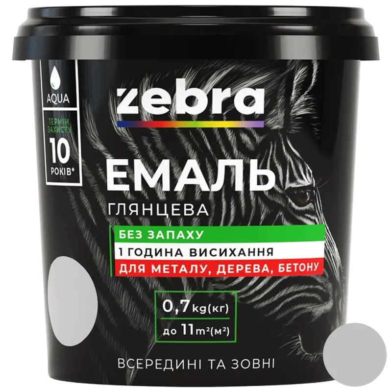 Емаль акрилова Zebra,  0,7 кг, світло-сіра купити недорого в Україні, фото 1