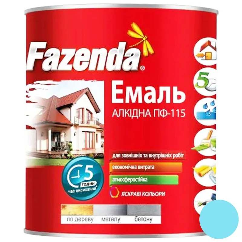 Емаль алкідна Fazenda ПФ-115, 2,8 кг, світло-блакитний купити недорого в Україні, фото 1