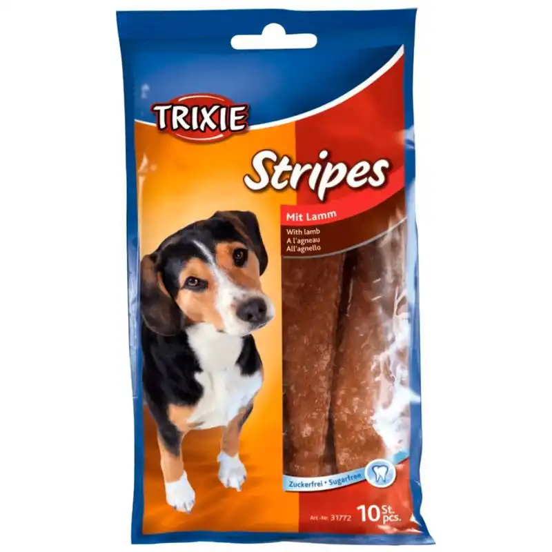 Ласощі для собак Trixie Stripes з ягням, 100 г, 10 шт, 31772 купити недорого в Україні, фото 1