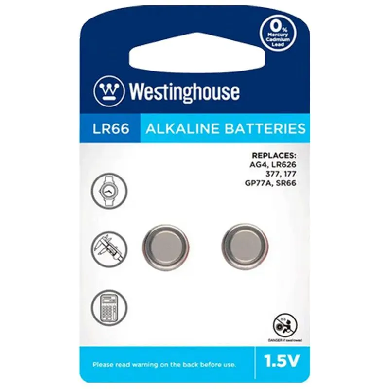 Батарейка лужна Westinghouse Alkaline, 2 шт, LR66-BP2(AG4-BP2) купити недорого в Україні, фото 1