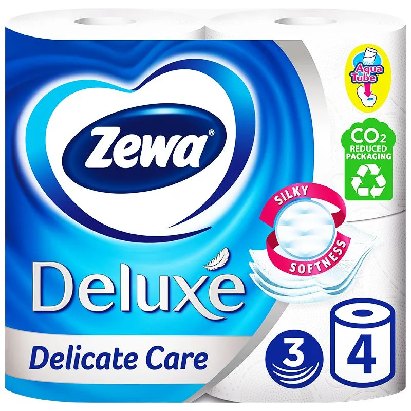 Туалетная бумага Zewa Deluxe Pure 3-слойная, белая, 4 шт, 3228 купить недорого в Украине, фото 1