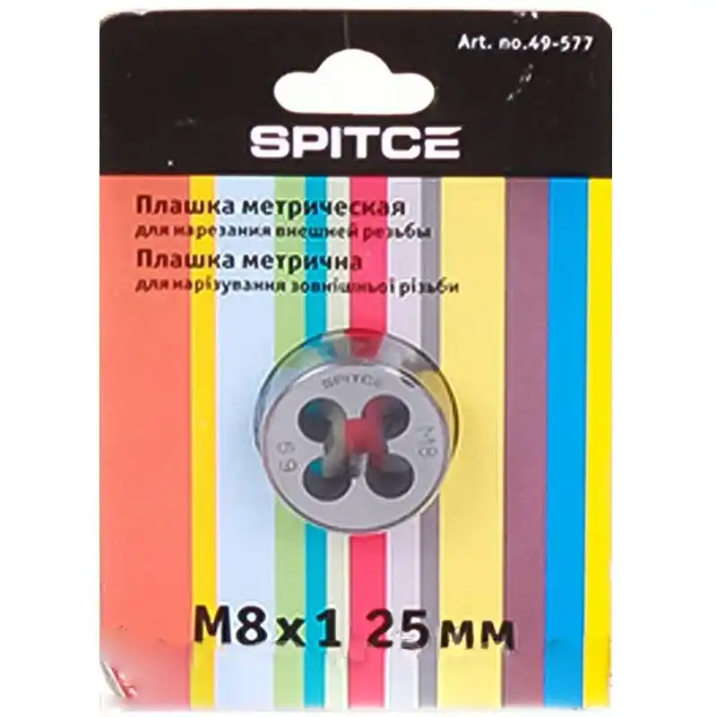 Плашка метрическая Spitce M8x1,25 мм, 49-577 купить недорого в Украине, фото 1