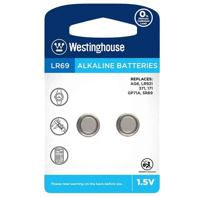 Батарейка лужна Westinghouse Alkaline LR69, 2 шт, LR69-BP2(AG6-BP2) купити недорого в Україні, фото 1