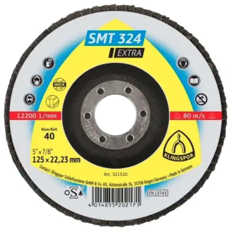 Круг лепестковый тарельчатый Klingspor SMT 325, 125 х 22,2 мм, P40, 321654 купить недорого в Украине, фото 1