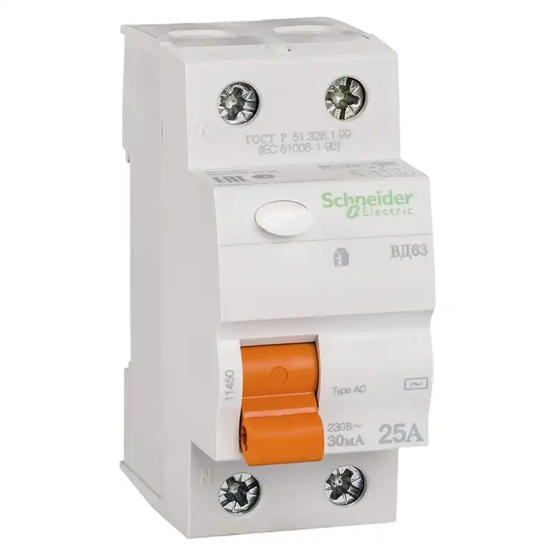 Диференційний вимикач Schneider Electric ВД63, 2-п, 25А, 30 мА, 11450 купити недорого в Україні, фото 1