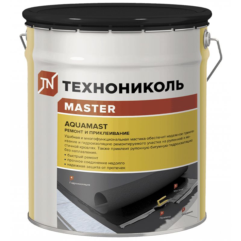 Купить Мастика битумная ТехноНиколь AquaMast Ремонт и приклеивание, 18 ...