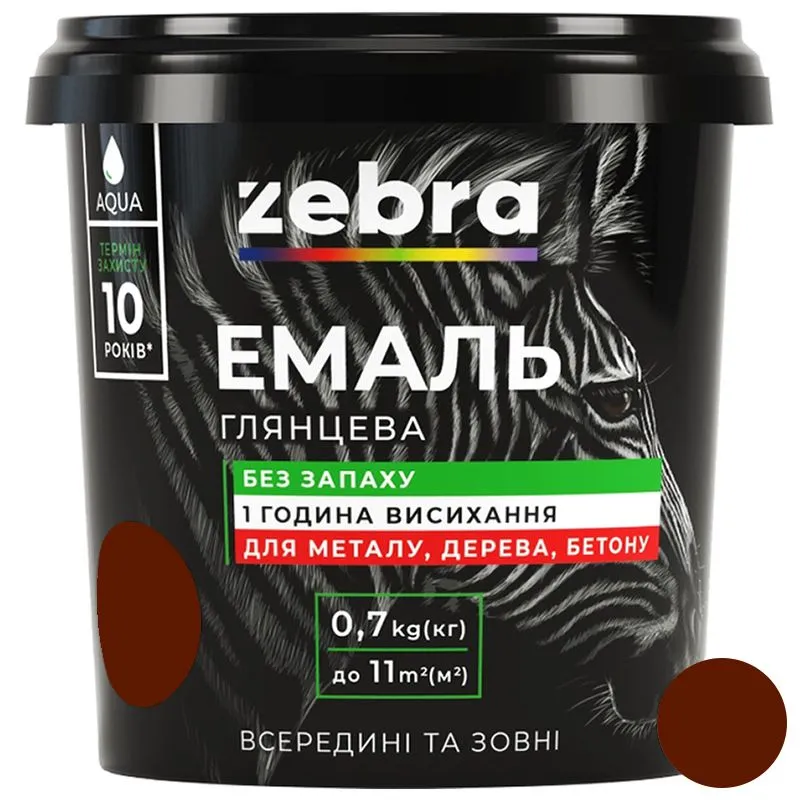 Емаль Zebra 87, 0,7 кг, червоно-коричневий купити недорого в Україні, фото 1