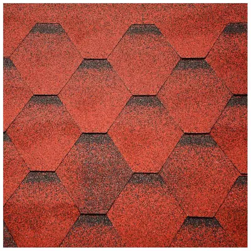Бітумна черепиця Bardoline Firsr Hexagonal, 2,9 кв.м, червоний купити недорого в Україні, фото 1