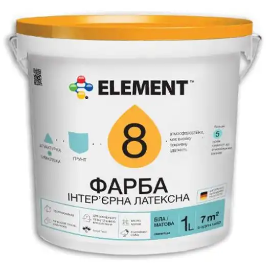 Краска фасадная Element 8, 1 л, белый купить недорого в Украине, фото 1