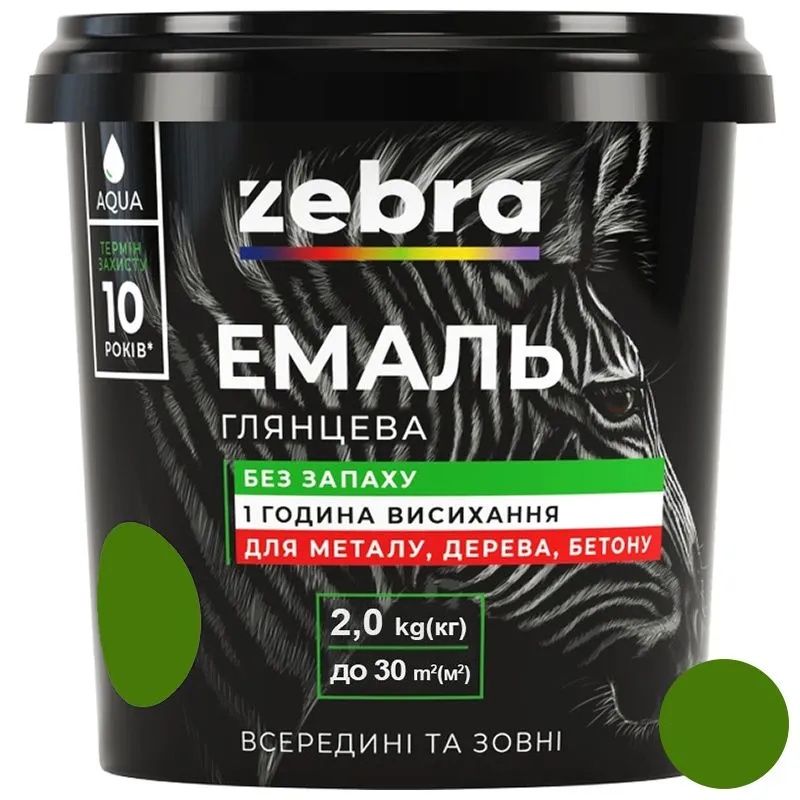 Эмаль акриловая Zebra, 2 кг, светло-зеленая купить недорого в Украине, фото 1