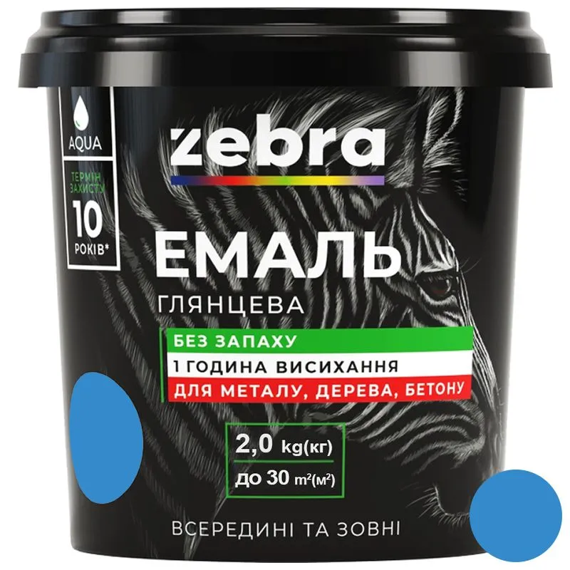 Эмаль акриловая Zebra, 2 кг, голубая купить недорого в Украине, фото 1