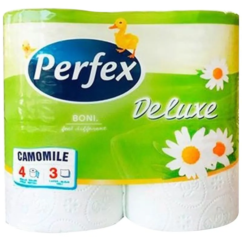 Туалетная бумага Perfex Deluxe Ромашка, 3 слоя, 4 шт, 148.01.053 купить недорого в Украине, фото 1