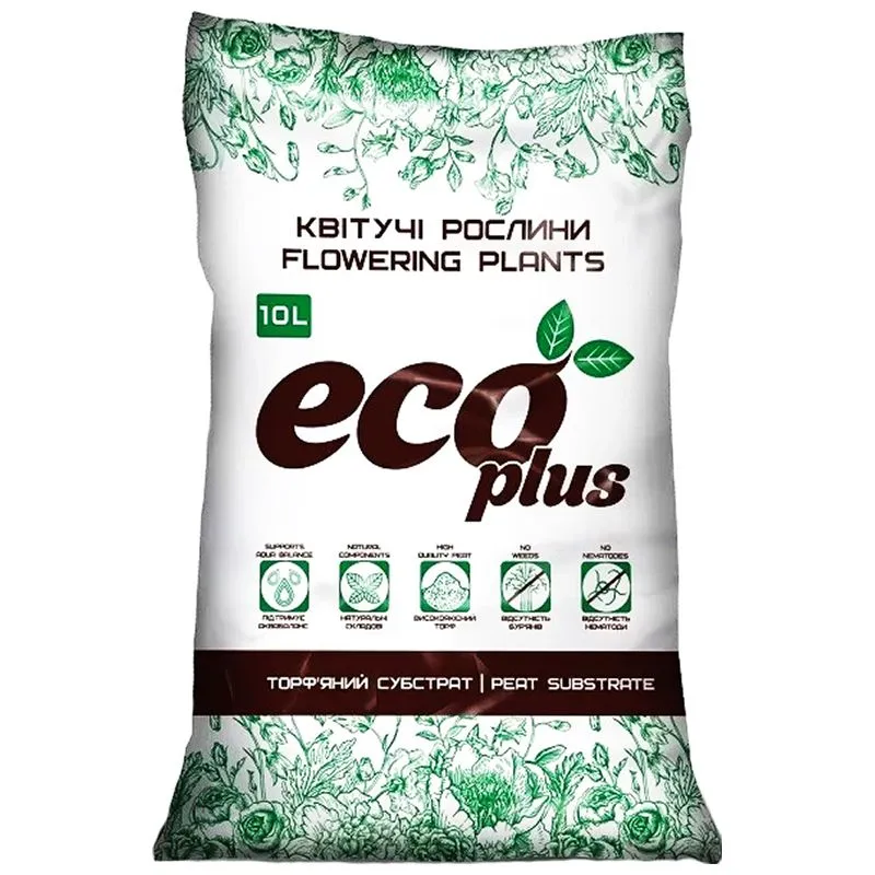 Субстрат торфяной Ecoplus для цветущих растений, 10 л купить недорого в Украине, фото 1