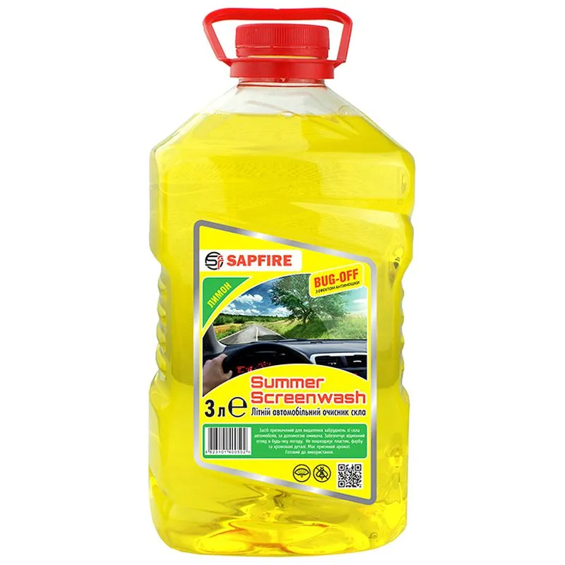 Омивач скла літній Sapfire, лимон, 3 л, 400502 купити недорого в Україні, фото 1