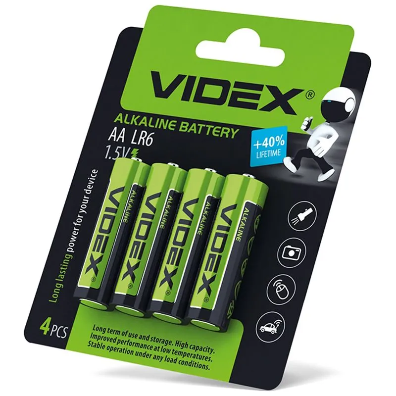 Батарейка лужна Videx, AA/LR6, 4 шт, 21163 купити недорого в Україні, фото 1