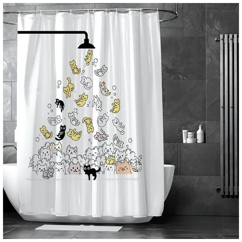 Штора для ванной комнаты Woko Funny Cats, 180х180 см, с кольцами 12 шт, WK0124A купить недорого в Украине, фото 1