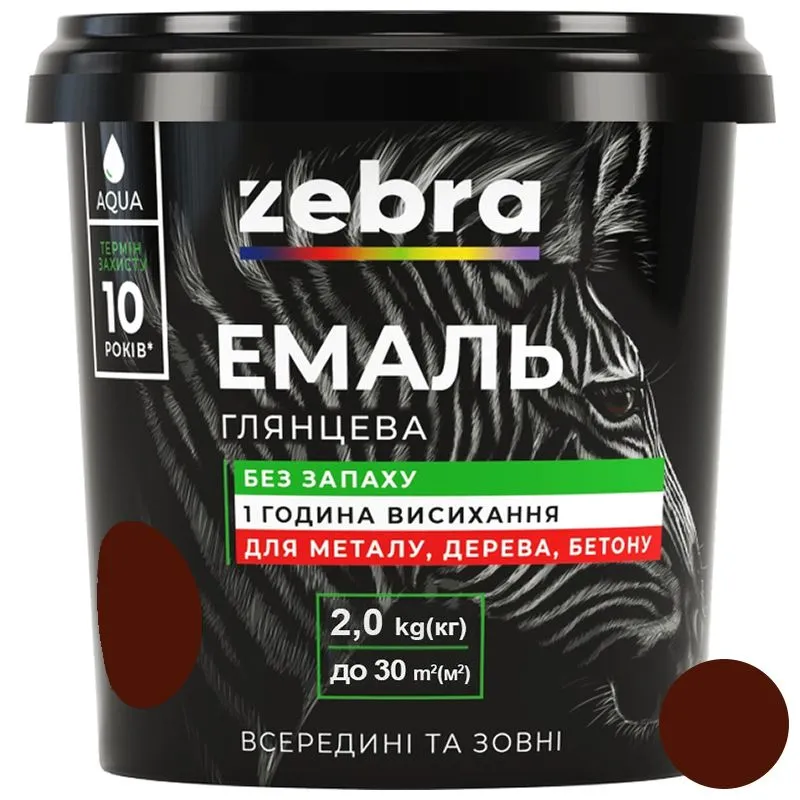 Емаль акрилова Zebra, 2 кг, червоно-коричнева купити недорого в Україні, фото 1