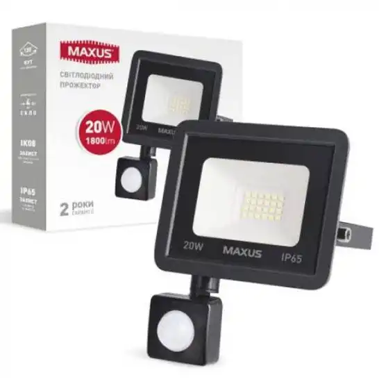 Прожектор світлодіодний Maxus sensor, 20W, 5000K, 1-MFL-04-2050s купити недорого в Україні, фото 1