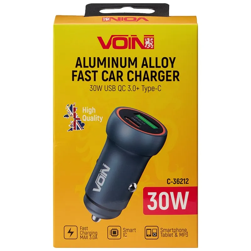 Зарядное устройство Voin C-36212, 30 Вт, 1хUSB QC3.0 18 Вт, 1хPD 30 Вт, 12-24 В, фото 355069 Зарядное устройство Voin C-36212, 30 Вт, 1хUSB QC3.0 18 Вт, 1хPD 30 Вт, 12-24 В купить недорого в Украине, фото 355069