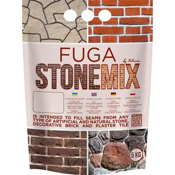 Фуга Polimin Fuga Stonemix, 5 кг, светло-серый купить недорого в Украине, фото 1