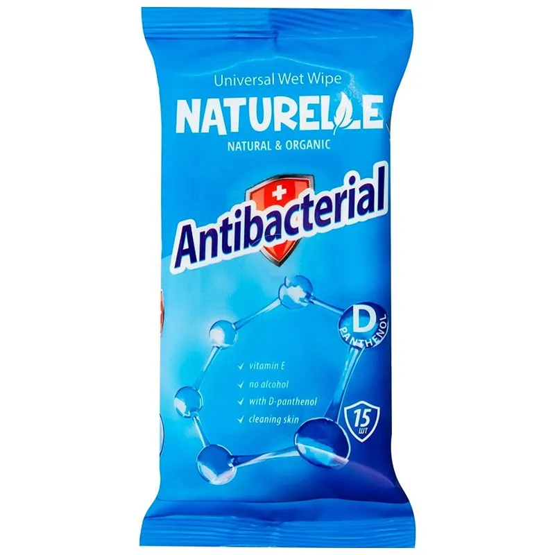 Серветки вологі Naturella Antibacterial D-panthenol, 15 шт, 47600 купити недорого в Україні, фото 1