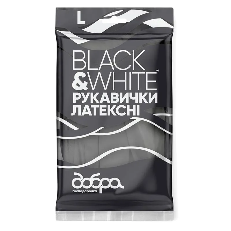 Перчатки Добрая хозяйка Black&White, размер L купить недорого в Украине, фото 2