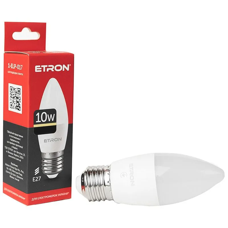 Лампа светодиодная Etron, 10 W, C37, E27, 3000 K, 1-ELP-017 купить недорого в Украине, фото 1