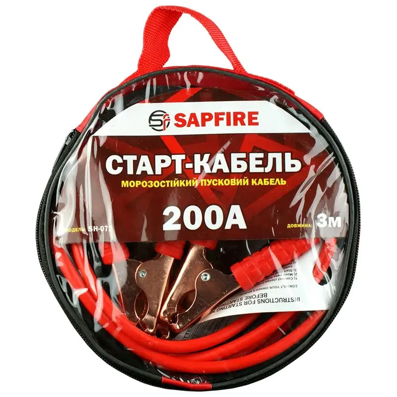 Старт-кабель Sapfire, 200 А, 3 м, -40°С, сумка, 400694 купити недорого в Україні, фото 1