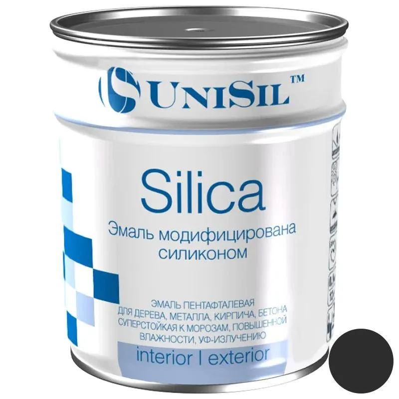 Емаль пентафталева UniSil Silica, RAL 7024, 0,9 кг, графіт купити недорого в Україні, фото 1