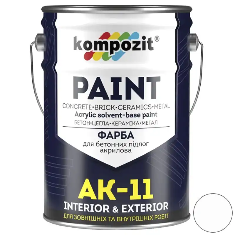 Краска интерьерная акриловая Kompozit АК-11 для бетонных полов, 2,8 кг, шелковисто-матовая, белый купить недорого в Украине, фото 1
