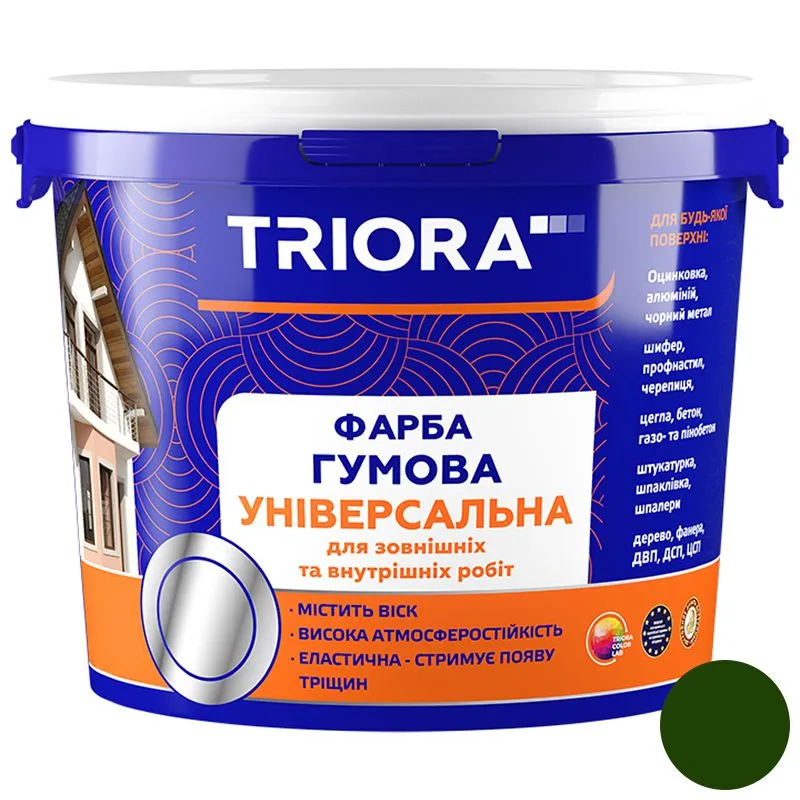 Фарба універсальна Triora 26 RAL 6005, 1,2 кг,  темно-зелений купити недорого в Україні, фото 1