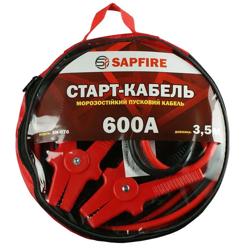 Старт-кабель Sapfire, 600 А, 3,5 м, -40°С, сумка, 400717 купити недорого в Україні, фото 1