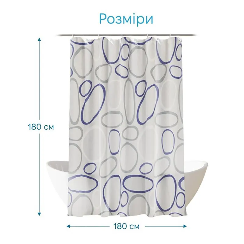 Штора для ванной комнаты Woko Venera, 180х180 см, с кольцами 12 шт, PE7072A купить недорого в Украине, фото 2