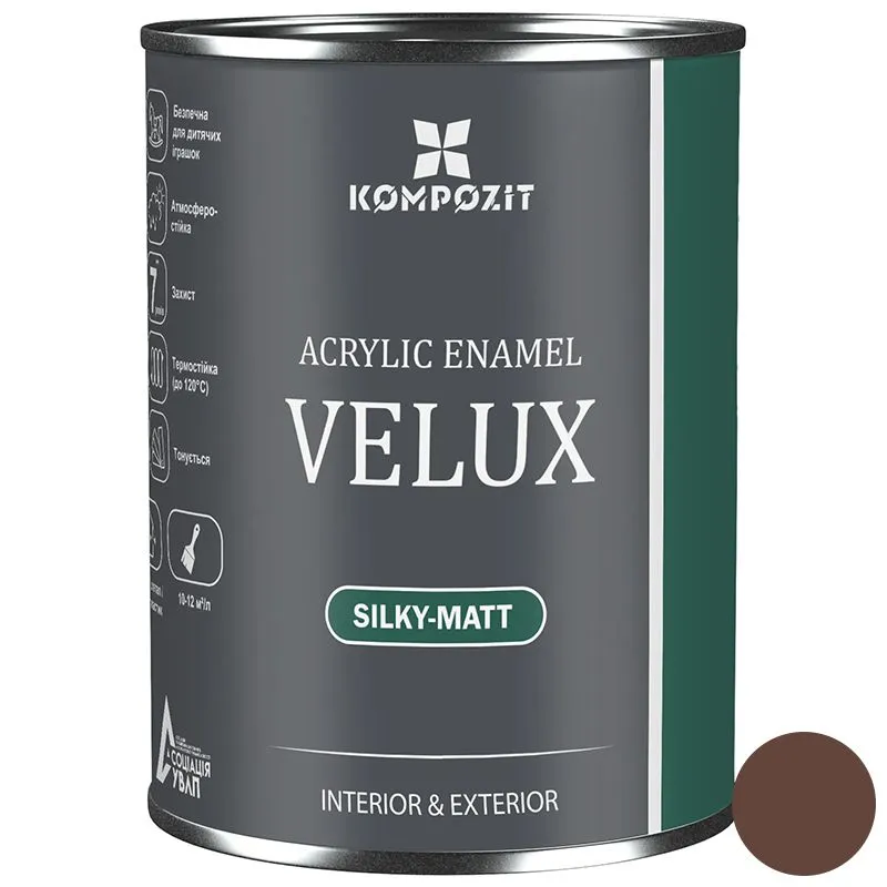 Емаль акрилова Kompozit Velux, 133 фундук, шовковисто-матовий, 0,75 л купити недорого в Україні, фото 1