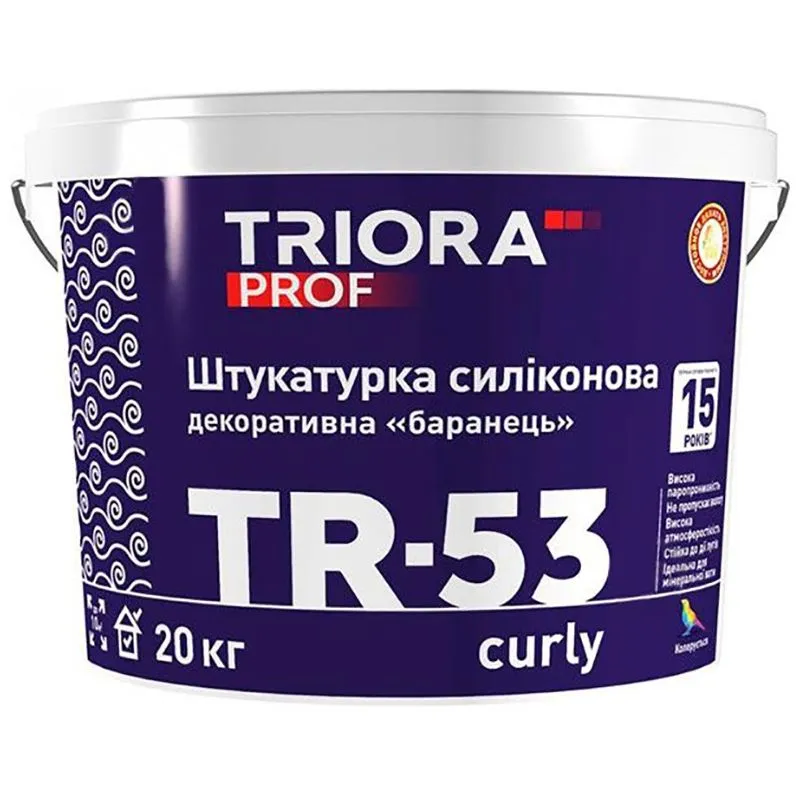 Штукатурка структурна Triora TR-53 curly, 1-1,5 мм, 20 кг купити недорого в Україні, фото 1