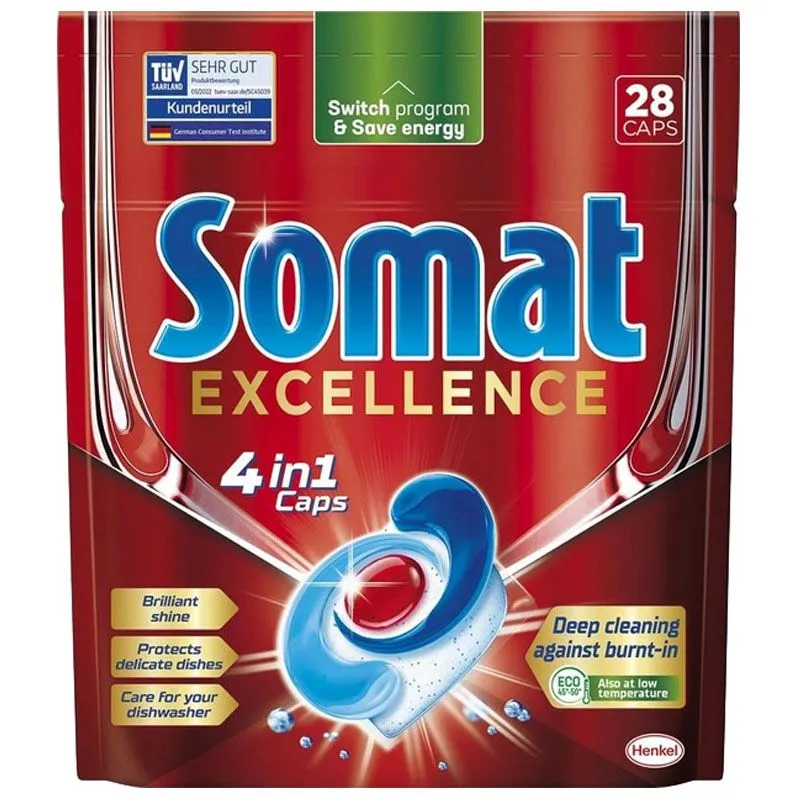 Таблетки для посудомийної машини Somat Exellence, 28 шт, 2890005 купити недорого в Україні, фото 1