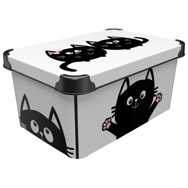 Бокс з кришкою Qutu Style box Meow Black, 10 л, 6709288 купити недорого в Україні, фото 1