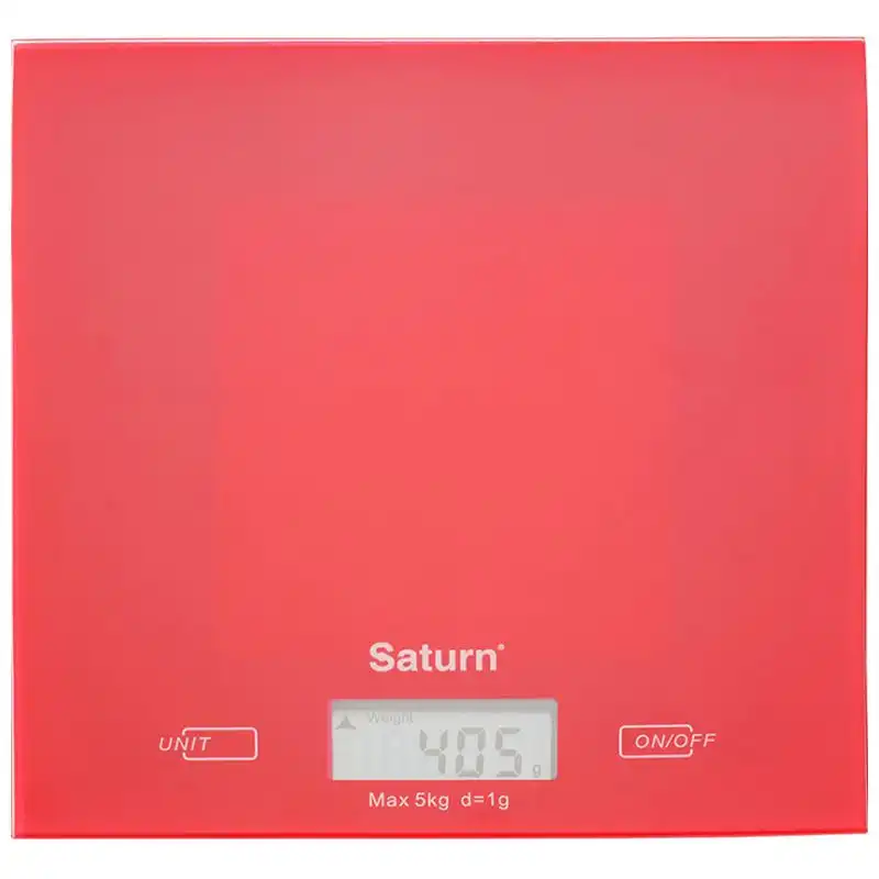 Весы кухонные Saturn ST-KS7810, красный, до 5 кг, стекло купить недорого в Украине, фото 1