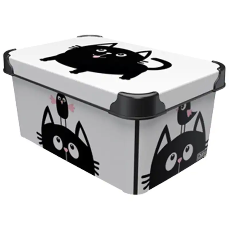 Контейнер для зберігання з кришкою Qutu Style Box Meow Black, 5 л, 6709287 купити недорого в Україні, фото 1