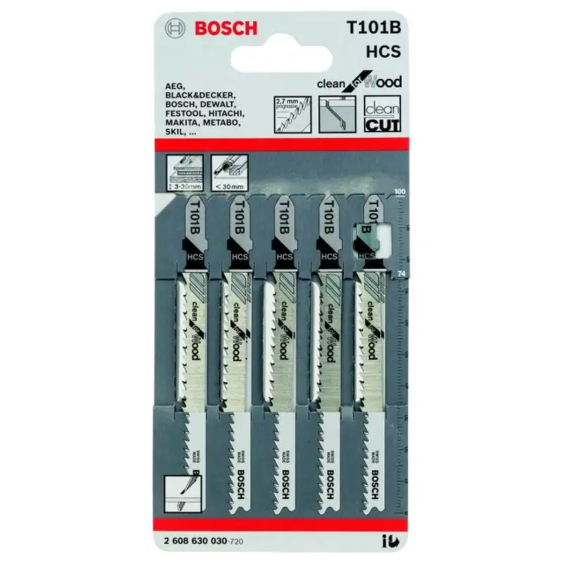 Пилка для лобзика Bosch T101B, 5 шт., 2608630030 купить недорого в Украине, фото 1