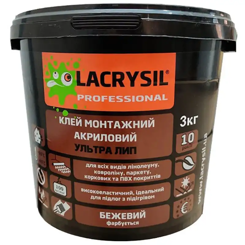 Клей для покриттів на підлогу Lacrysil Ультра Ліп, 3 кг купити недорого в Україні, фото 1