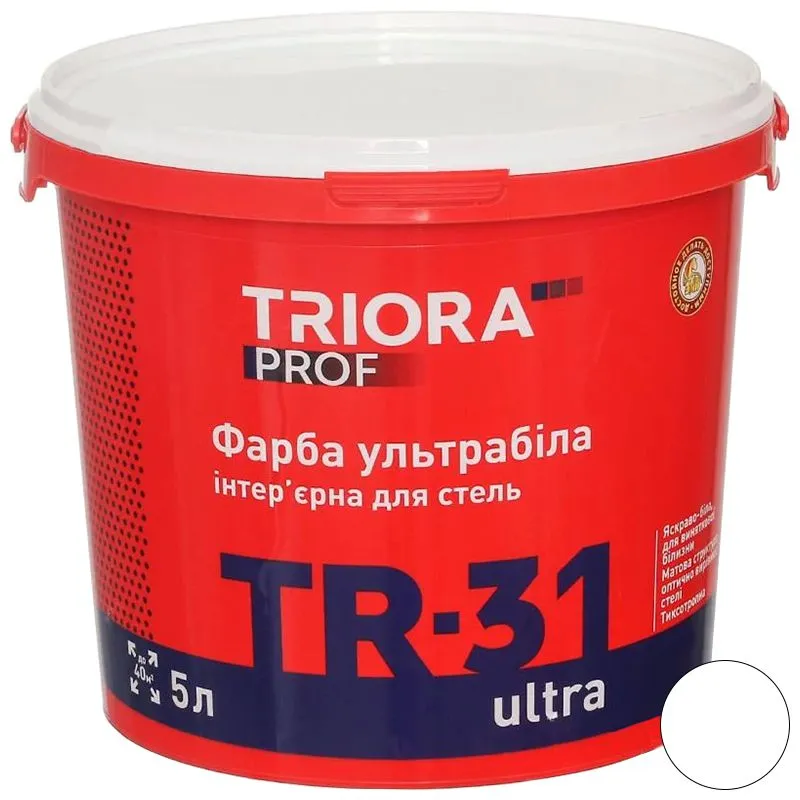 Краска интерьерная для потолков Triora TR-31 ultra, 5 л купить недорого в Украине, фото 1