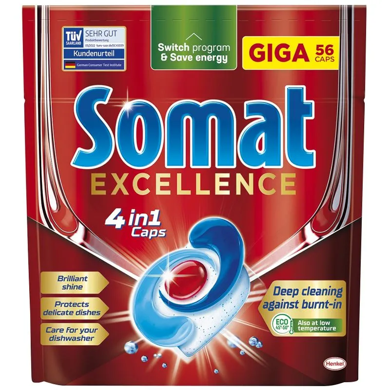 Таблетки для посудомийної машини Somat Exellence, 56 шт, 2889969 купити недорого в Україні, фото 1