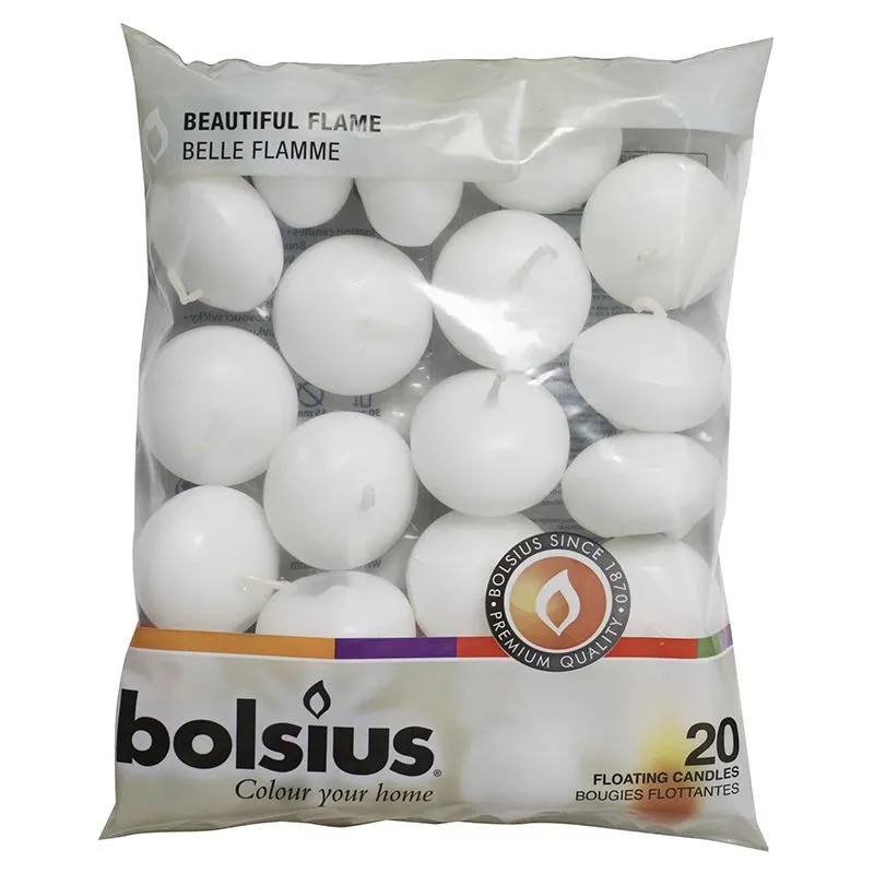 Свечи плавающие Bolsius, 20 шт, белый, 253702 купить недорого в Украине, фото 1