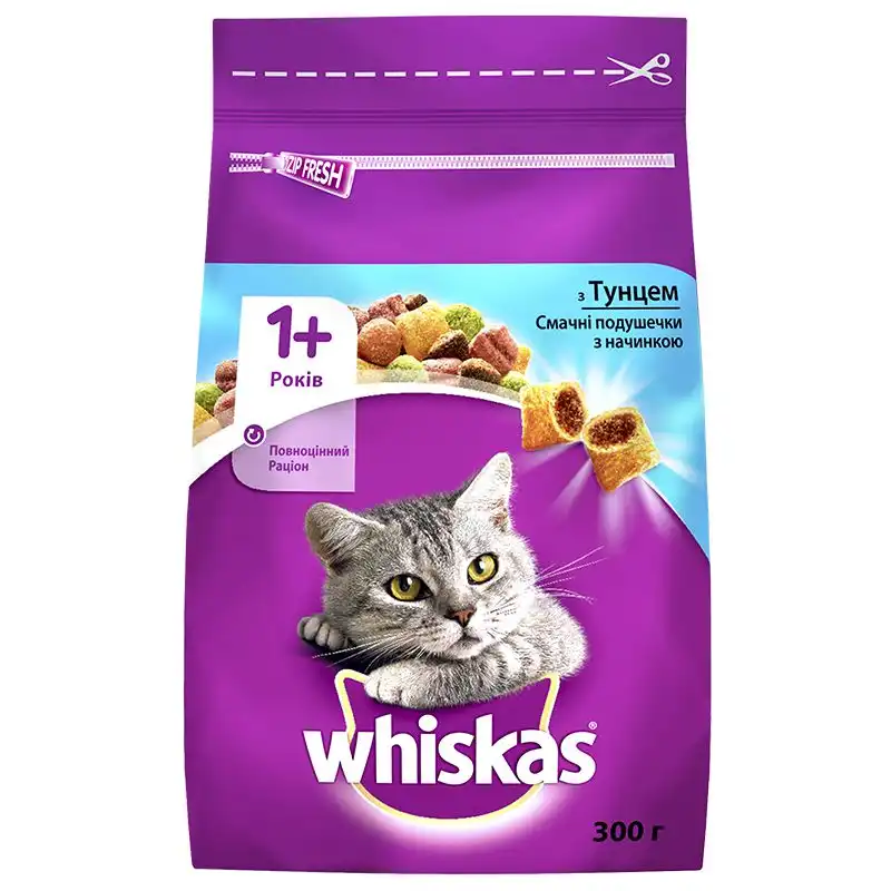 Корм для взрослых котов Whiskas с тунцом, 300 г, 9049 купить недорого в Украине, фото 1