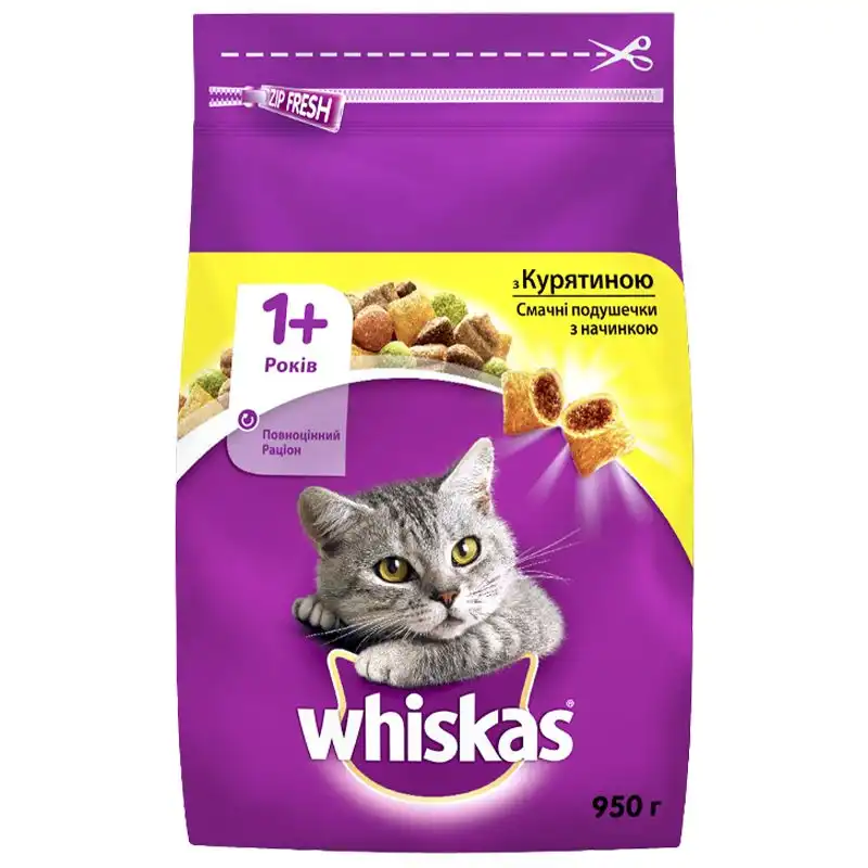 Корм для взрослых котов Whiskas с курицей, 950 г, 8169 купить недорого в Украине, фото 1