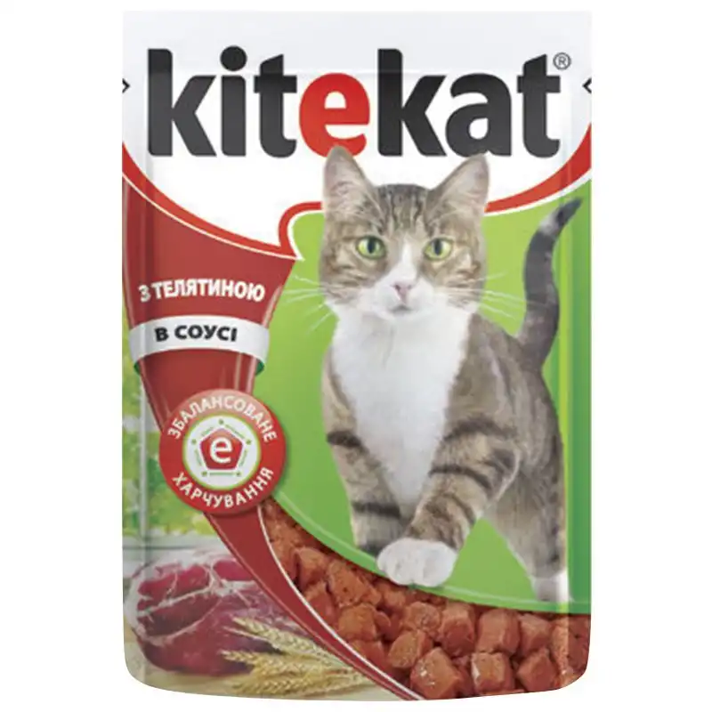 Корм для котів Kitekat Телятина в соусі, 100 г, 7918 купити недорого в Україні, фото 1