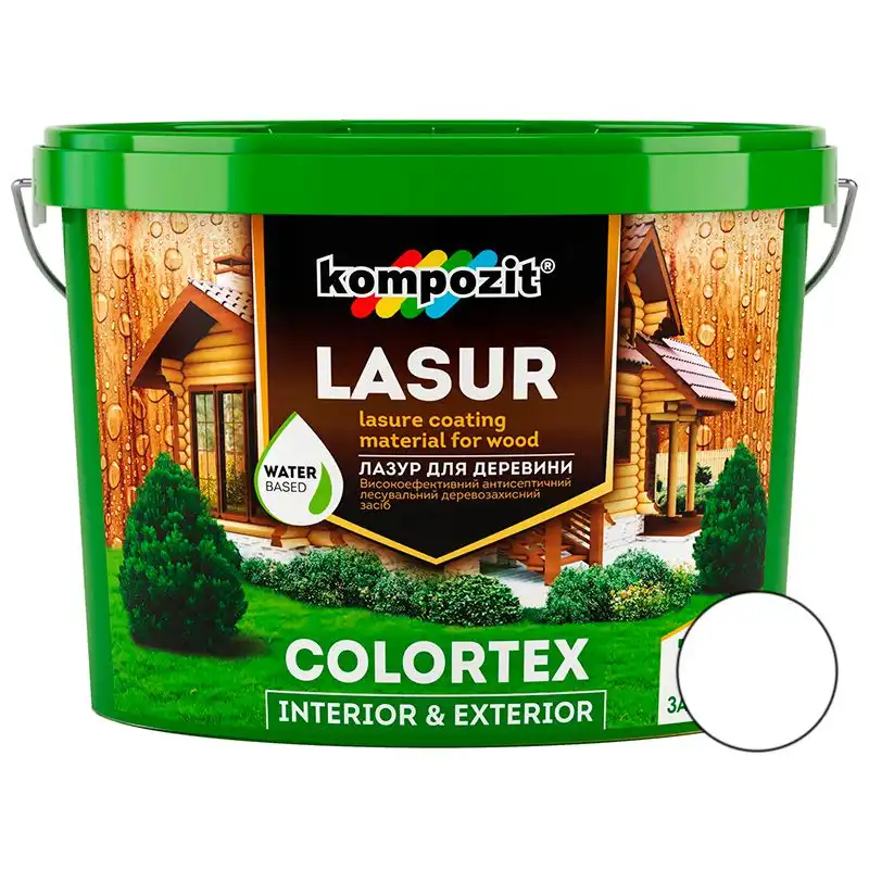 Лазур для дерева Kompozit Colortex, 0,9 л, білий купити недорого в Україні, фото 1