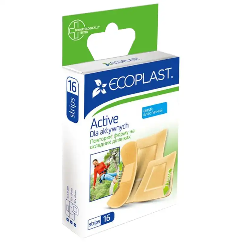 Набор пластырей медицинских эластичных Ecoplast Active, 16 шт купить недорого в Украине, фото 1